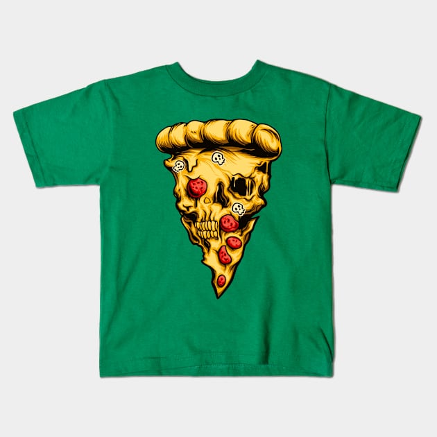 Pizza skull illustration Kids T-Shirt by Mako Design 